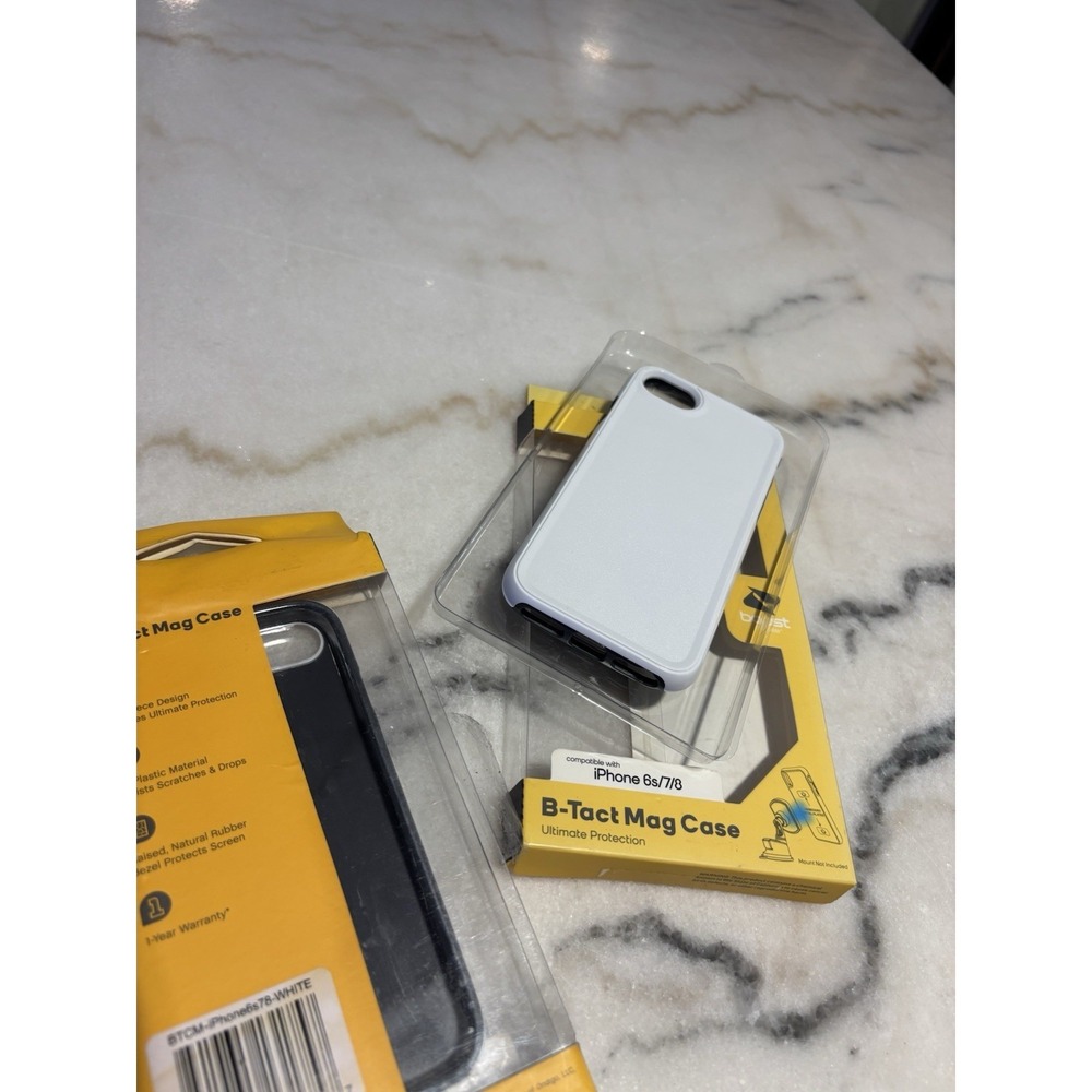 Brand New In Box 2 Pack iPhone 6s 7 and 8 B-Tact Mag Case Black White